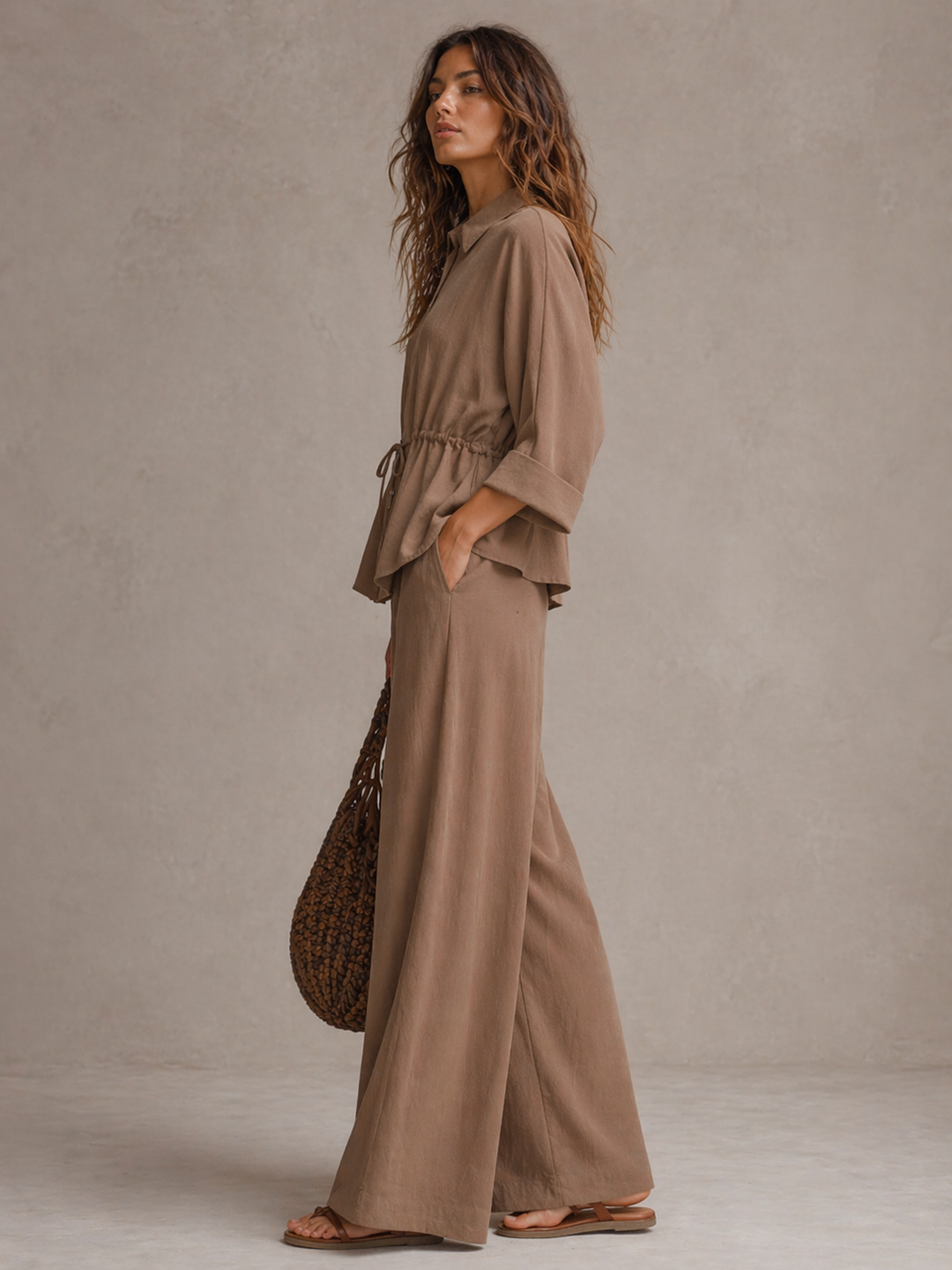 Amanda™ | Elegant Flowing Co-ord Set with Adjustable Waist and Modern Cut