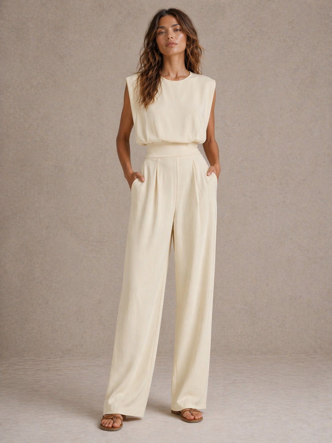 Katia | Completo fluido ed elegante con vita segnata e taglio minimalista