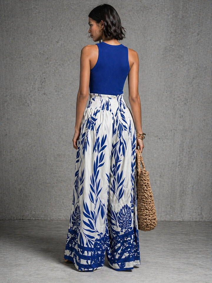 Beatrice™ | Elegant Co-ord Set with Printed Flowing Skirt and Fitted Top