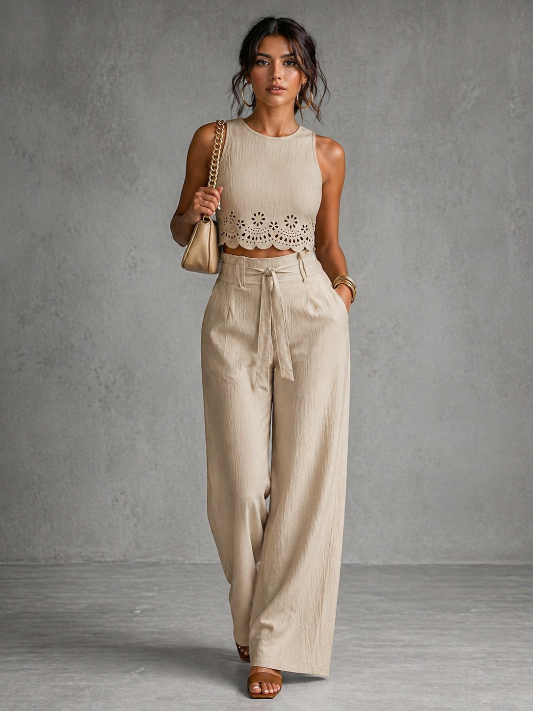 Amabile | Completo elegante con top ricercato e pantalone fluido a vita alta