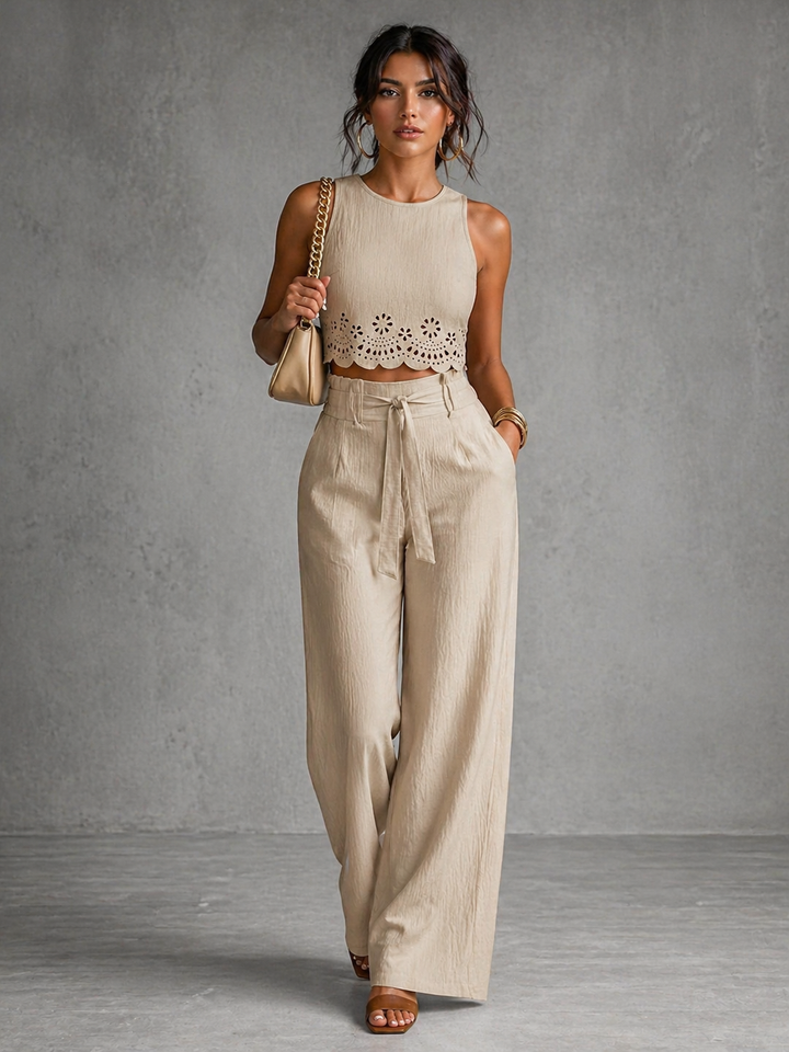 Anna™ | Elegant Co-ord Set with Refined Top and High-Waisted Flowing Trousers