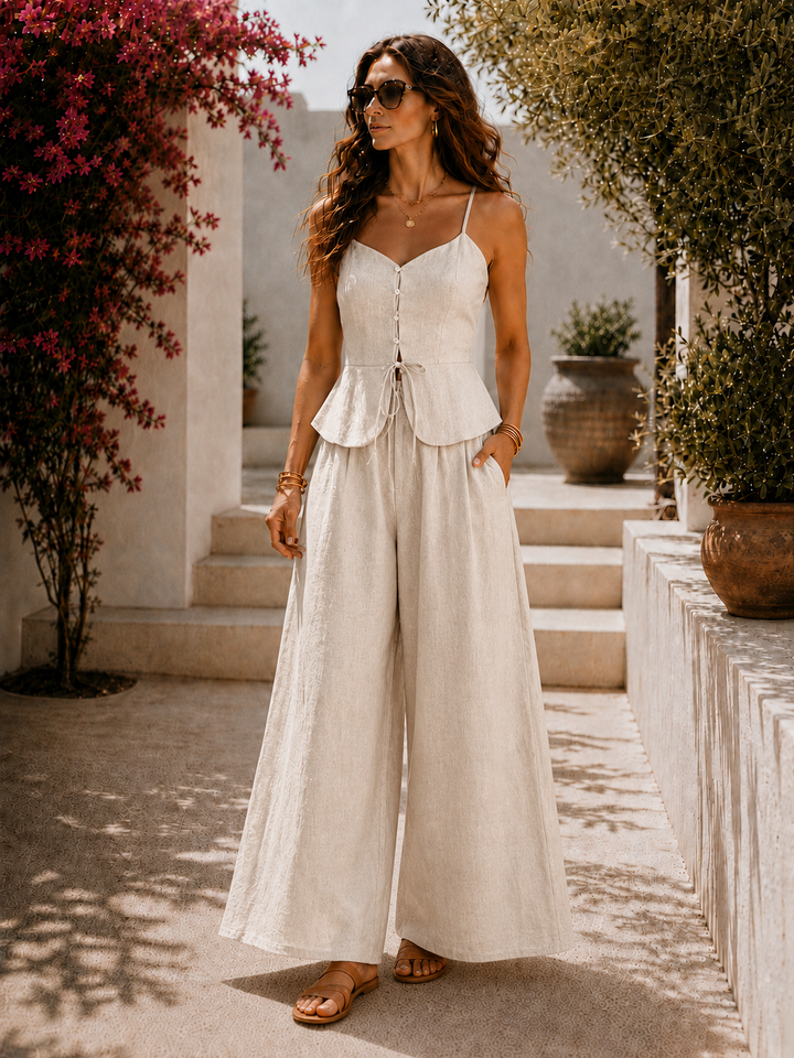 Clara™ | Elegant Linen-Cotton Blend Co-ord Set