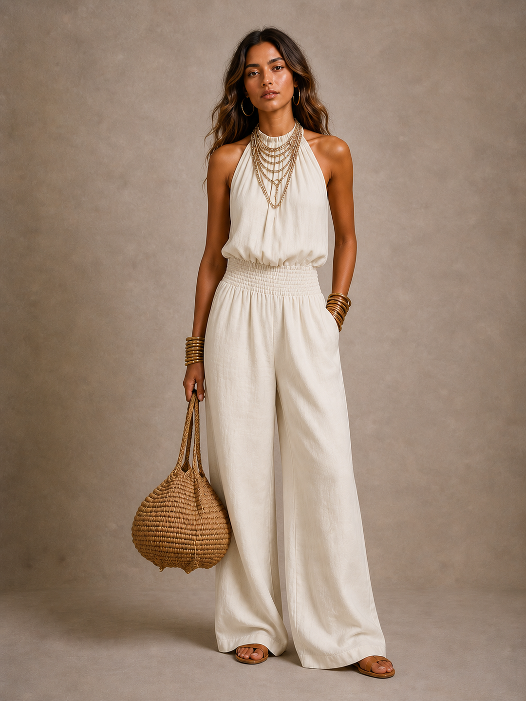 Mia™ | Elegant Halter-Neck Jumpsuit with Flowing Cut