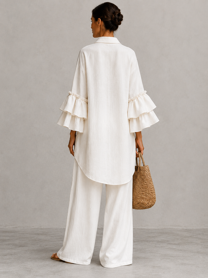 Irene™ | Flowing Co-ord Set with Relaxed Top and Wide-Leg Trousers