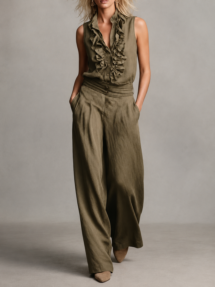 Sian™ | Elegant Co-ord Set with Top and Wide-Leg Trousers