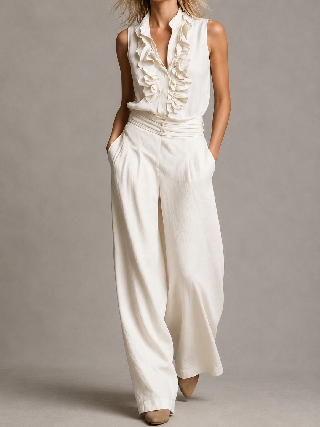 Sian™ | Elegant Co-ord Set with Top and Wide-Leg Trousers