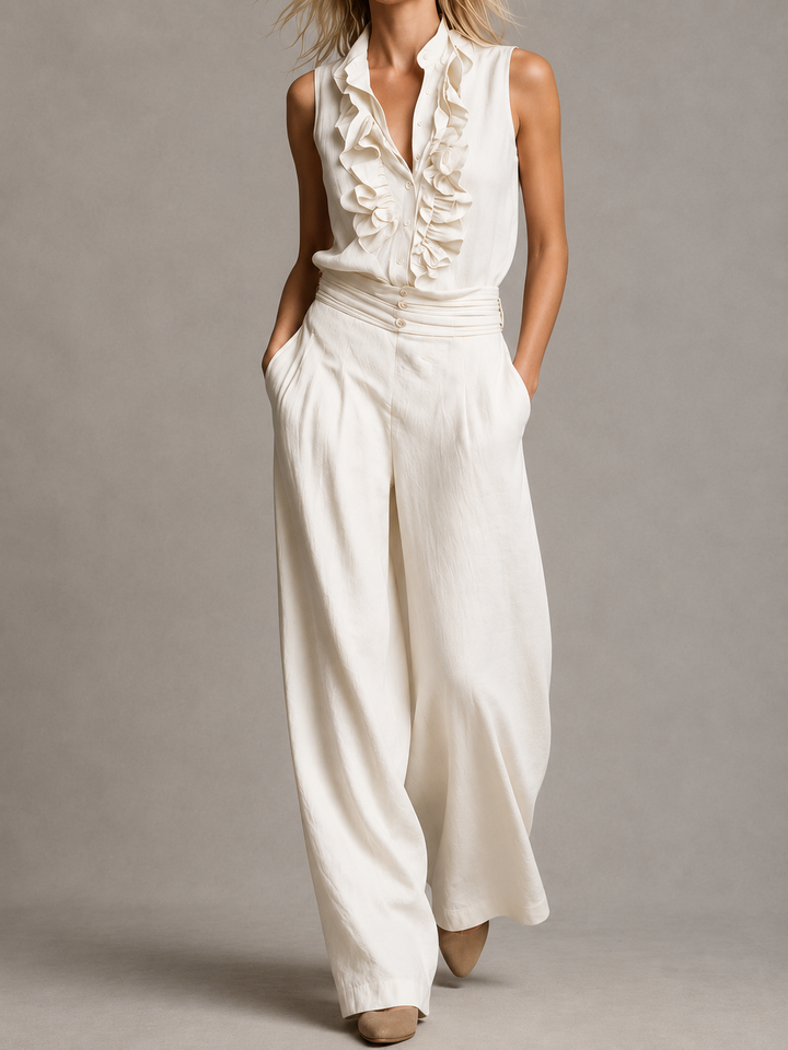 Sian™ | Elegant Co-ord Set with Top and Wide-Leg Trousers