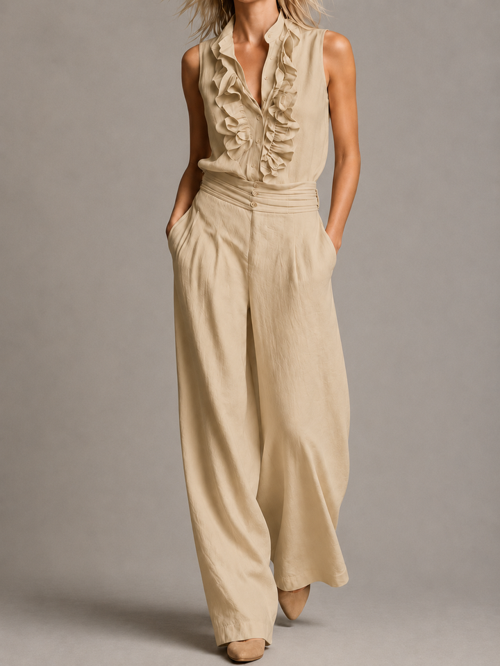 Sian™ | Elegant Co-ord Set with Top and Wide-Leg Trousers