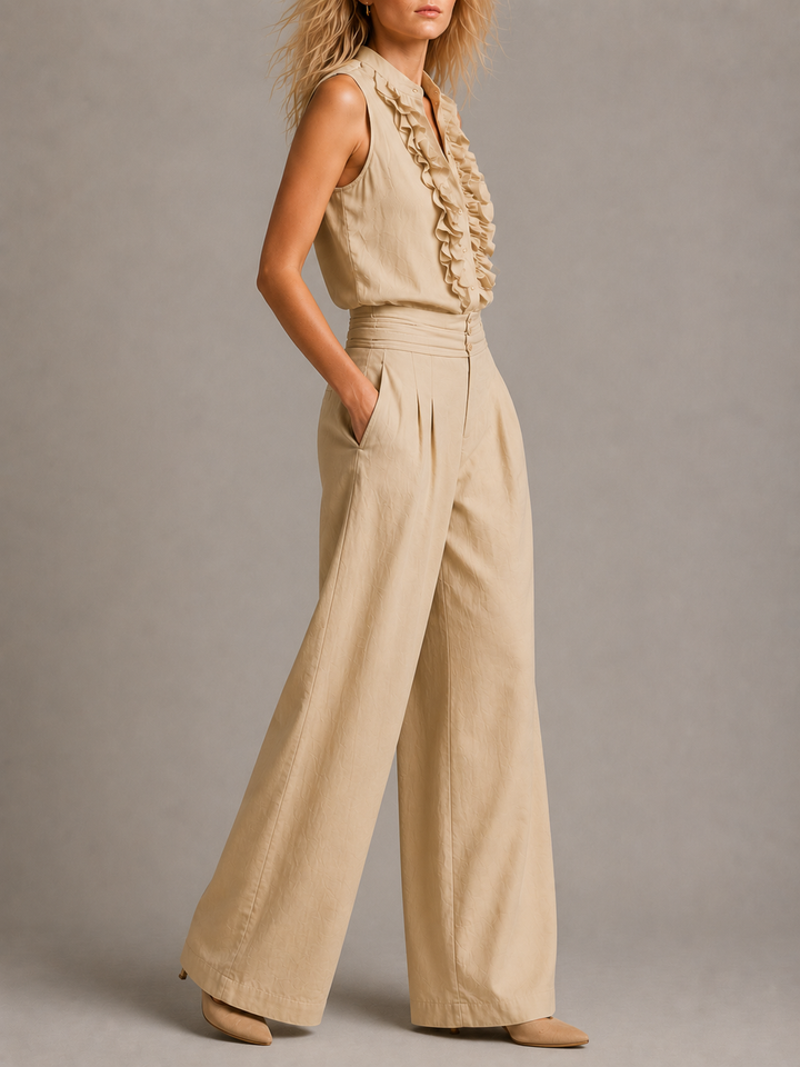 Sian™ | Elegant Co-ord Set with Top and Wide-Leg Trousers