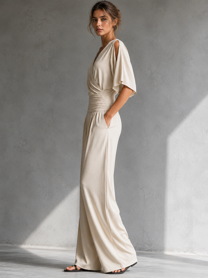 Gabrielle™ | Elegant Wrap-Effect Wide-Leg Jumpsuit