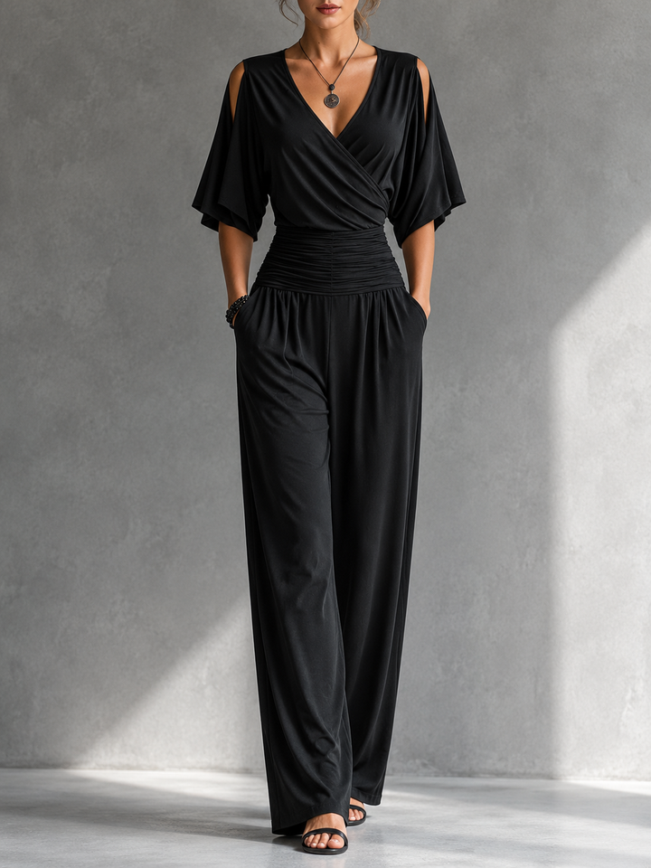 Gabrielle™ | Elegant Wrap-Effect Wide-Leg Jumpsuit