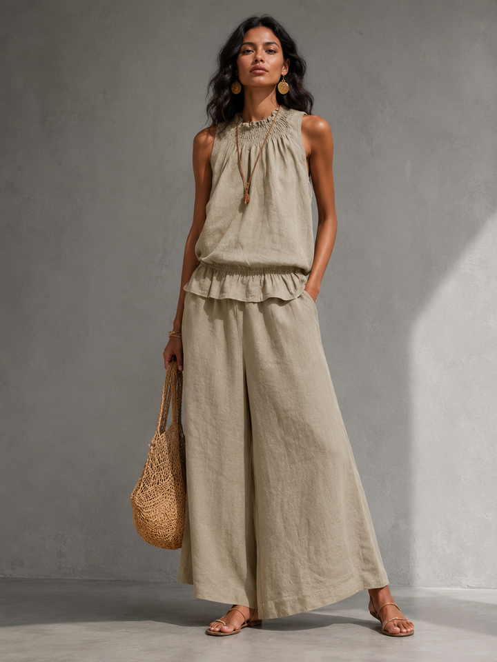 Bridget™ | Flowing Co-ord Set with Top and Wide-Leg Trousers