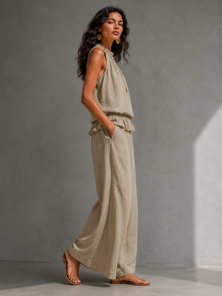 Bridget™ | Flowing Co-ord Set with Top and Wide-Leg Trousers