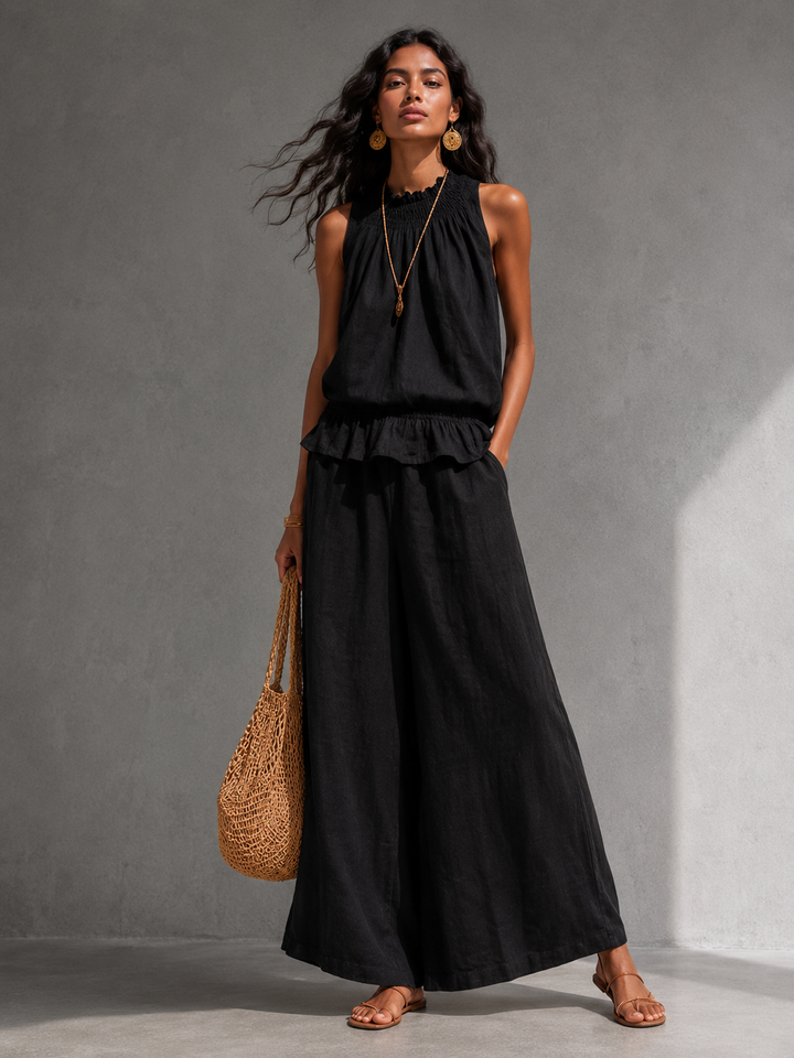 Bridget™ | Flowing Co-ord Set with Top and Wide-Leg Trousers