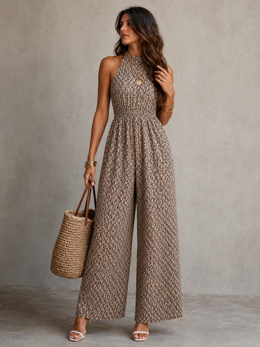 Caroline™ | Elegant Snake-Print Jumpsuit