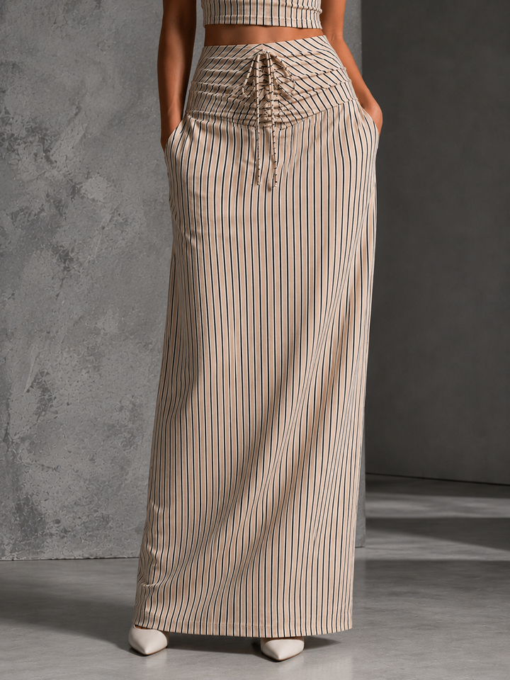 Diana™ | Striped Two-Piece Set with Asymmetric Top