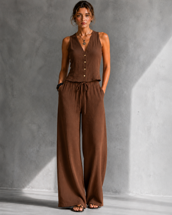 Alice™ | Flowing Co-ord Set with Buttoned Waistcoat