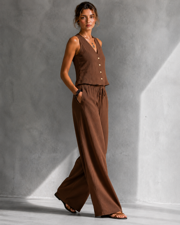 Alice™ | Flowing Co-ord Set with Buttoned Waistcoat