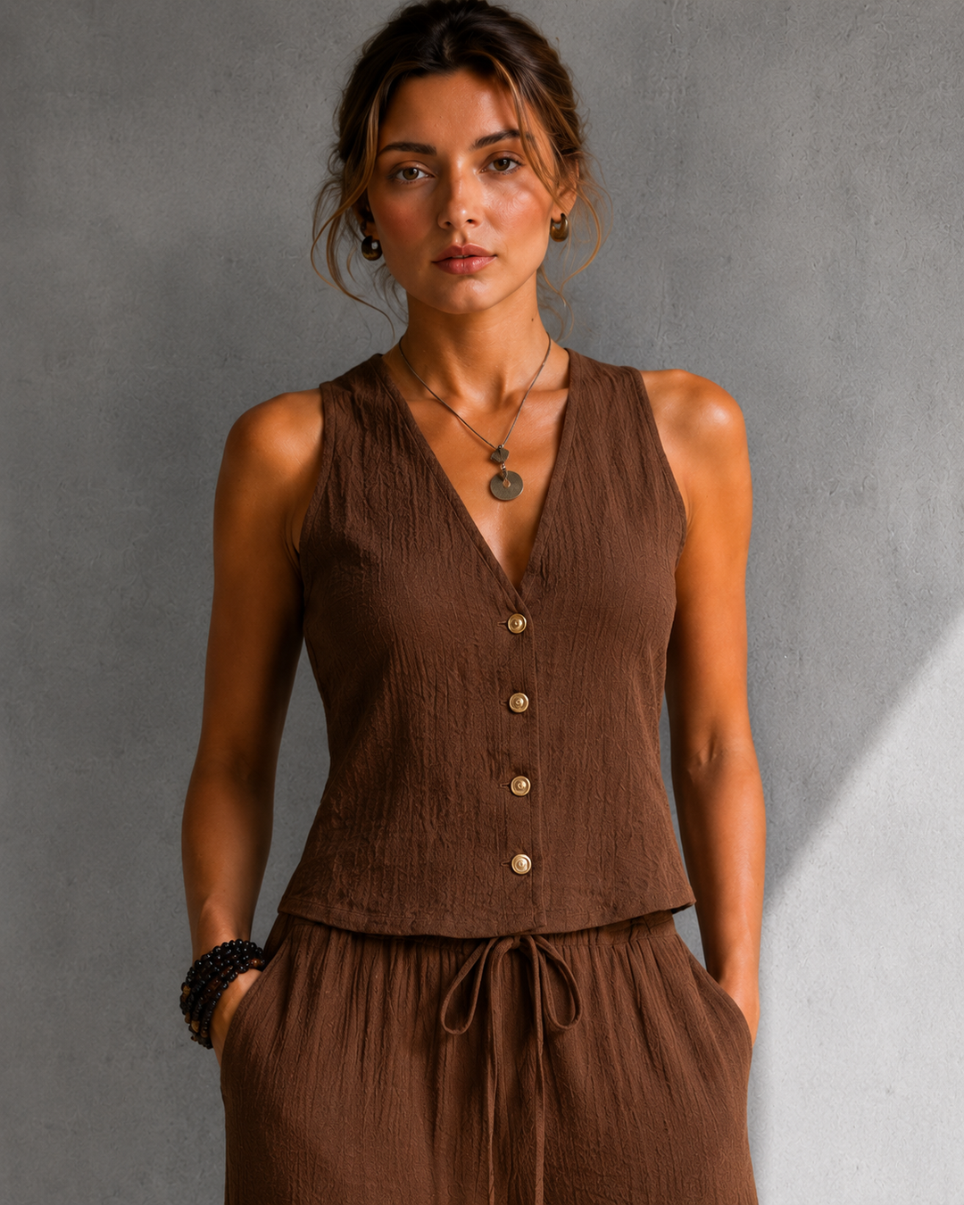 Alice™ | Flowing Co-ord Set with Buttoned Waistcoat