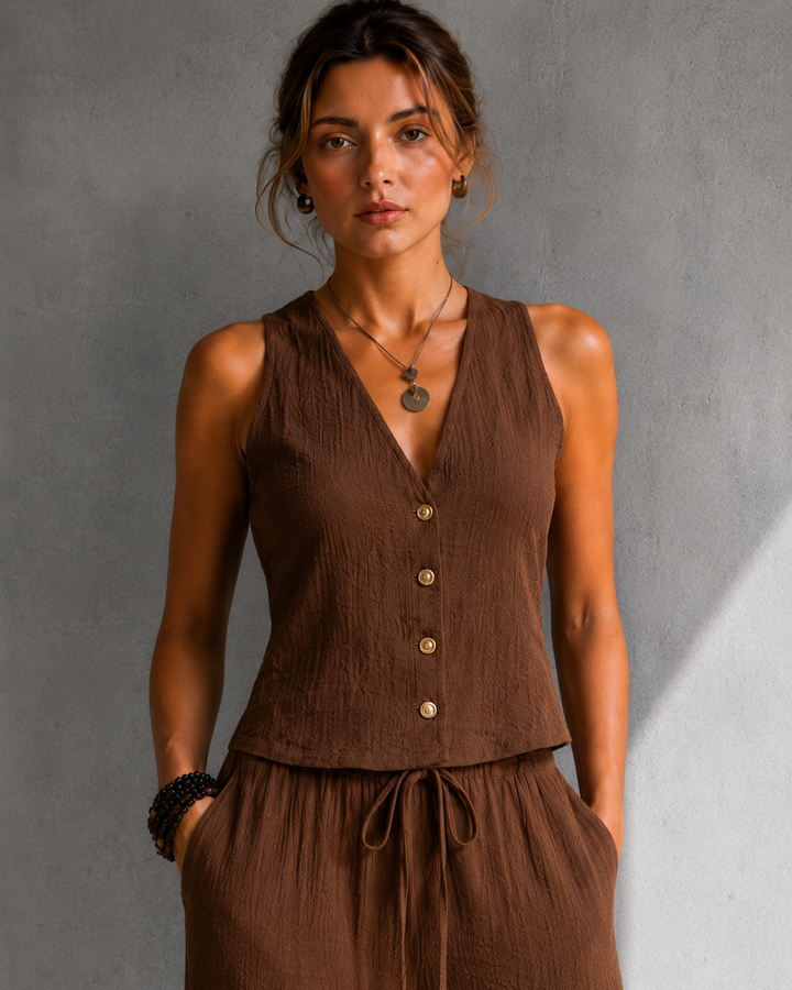 Alice™ | Flowing Co-ord Set with Buttoned Waistcoat