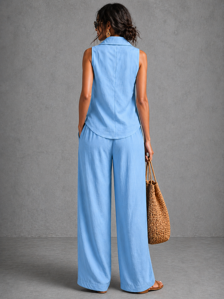 Bernadette™ | Flowing Two-Piece Co-ord Set with Wide-Leg Trousers