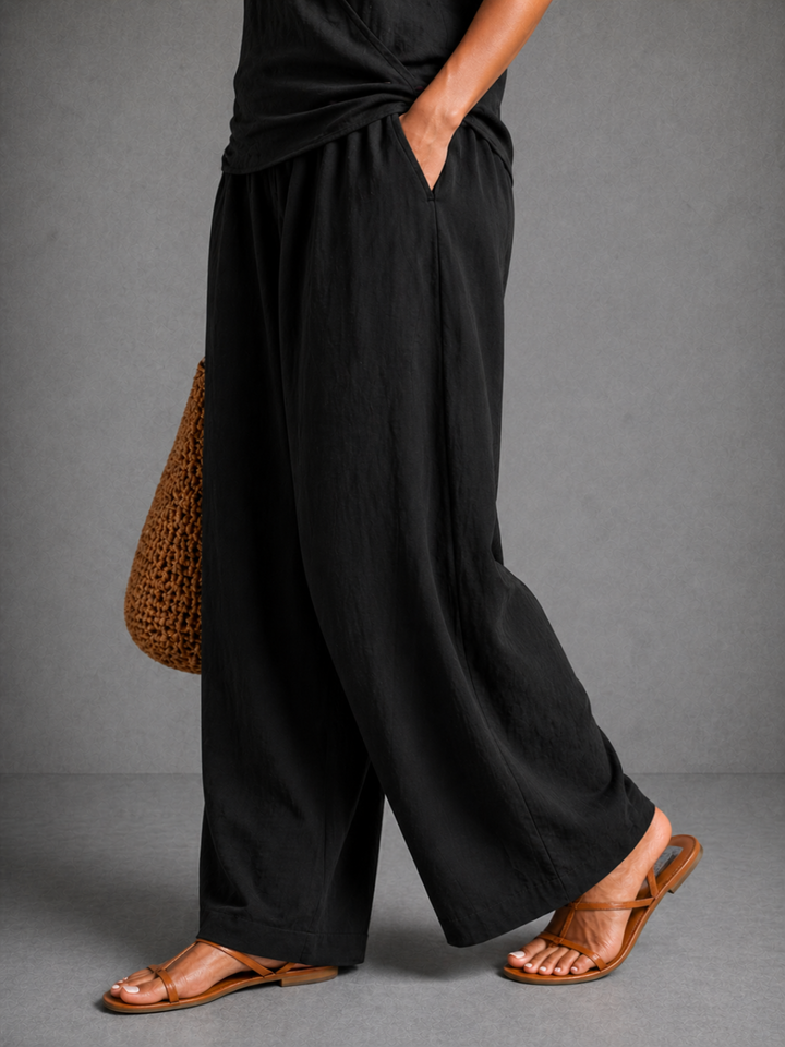 Bernadette™ | Flowing Two-Piece Co-ord Set with Wide-Leg Trousers