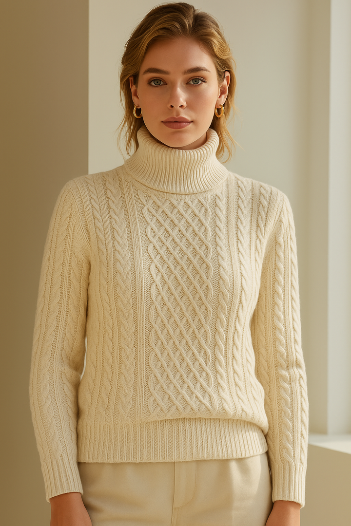 Thea™ | Soft Knit Cable Roll-Neck Jumper