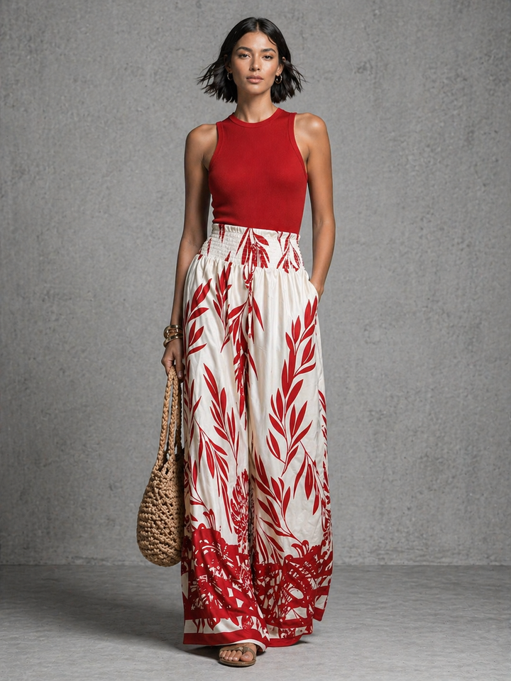 Beatrice™ | Elegant Co-ord Set with Printed Flowing Skirt and Fitted Top