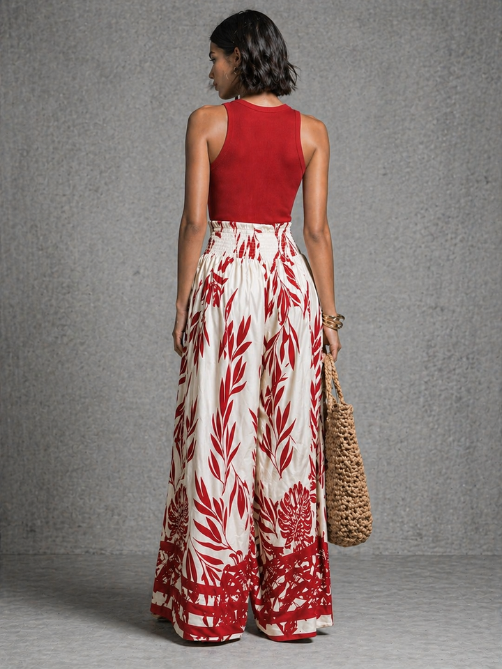 Beatrice™ | Elegant Co-ord Set with Printed Flowing Skirt and Fitted Top