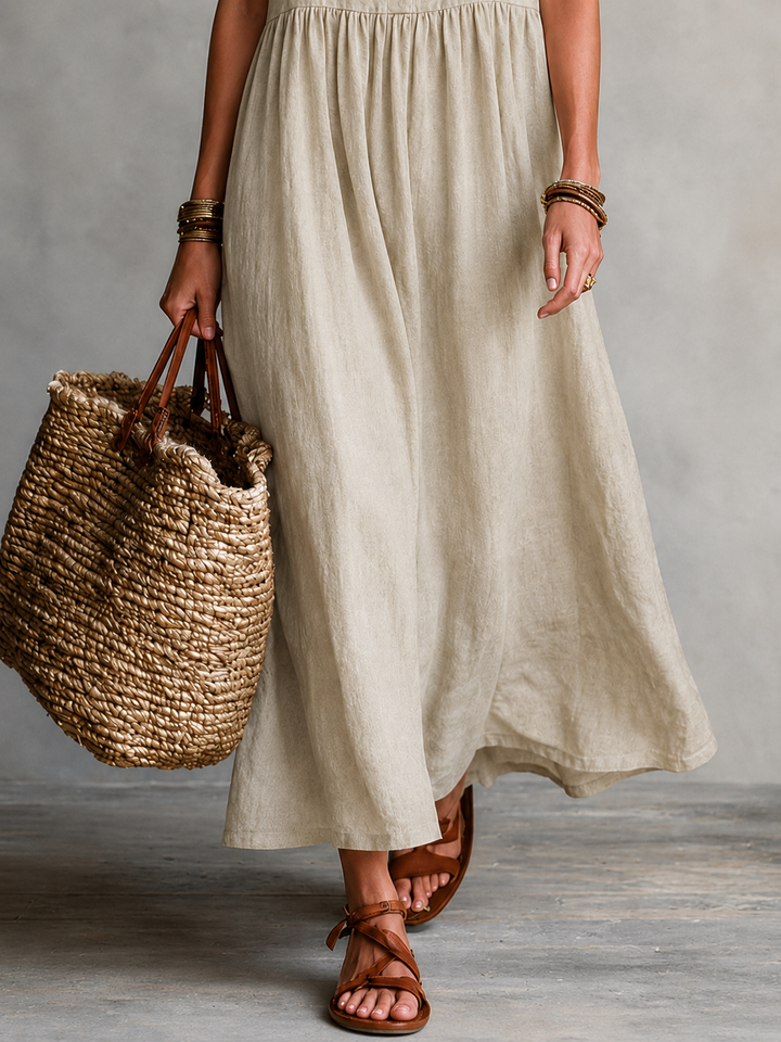 Pamela™ | Elegant Linen Maxi Dress