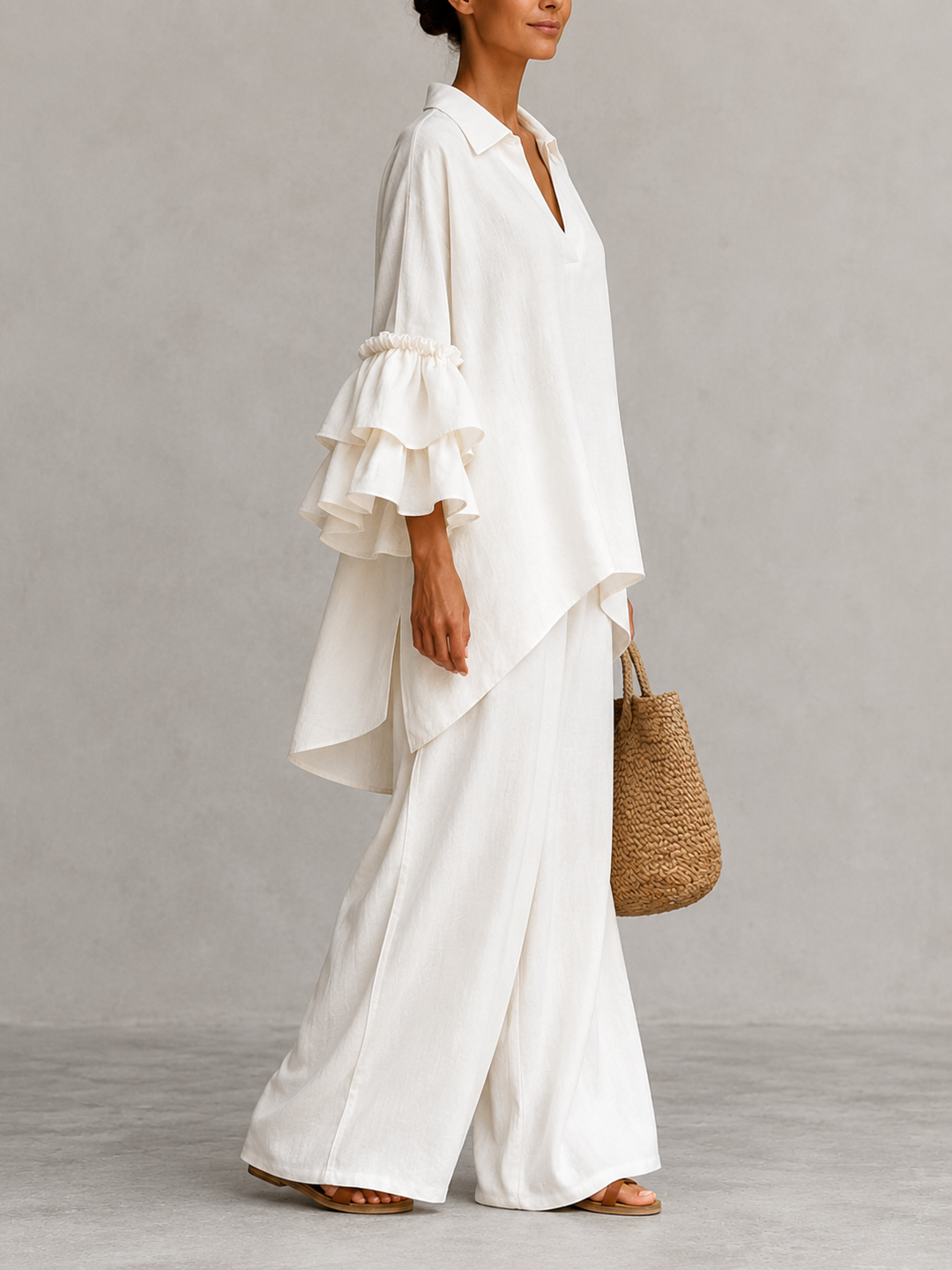 Irene™ | Flowing Co-ord Set with Relaxed Top and Wide-Leg Trousers