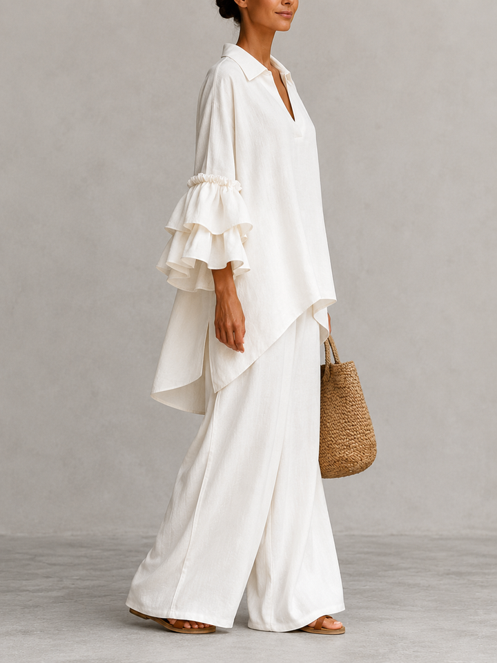 Irene™ | Flowing Co-ord Set with Relaxed Top and Wide-Leg Trousers