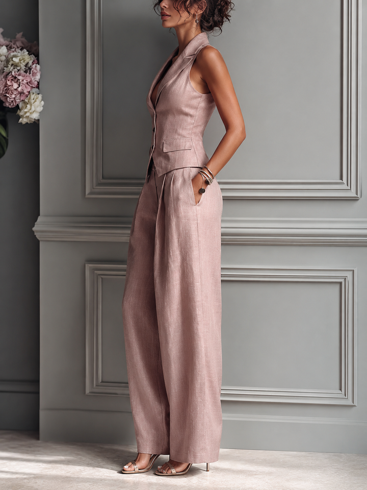 Monica™ | Elegant Waistcoat and Wide-Leg Trousers Co-ord Set