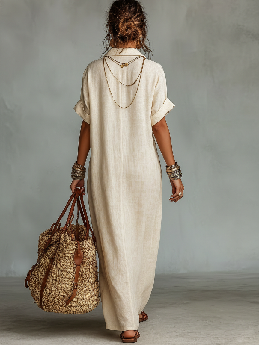Leah™ | Elegant Bohemian Maxi Dress with Embroidery and Flowing Cut