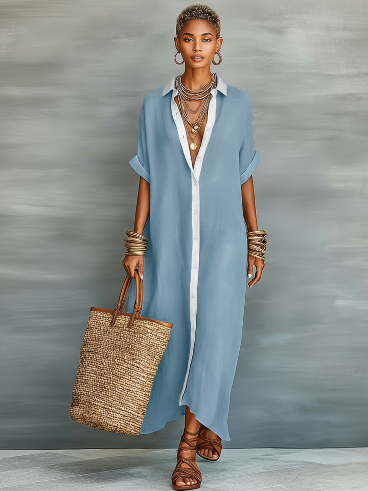 Eve™ | Elegant Flowing Long Shirt Dress