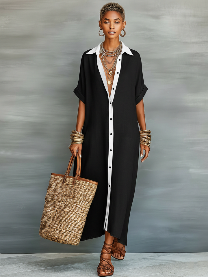 Eve™ | Elegant Flowing Long Shirt Dress