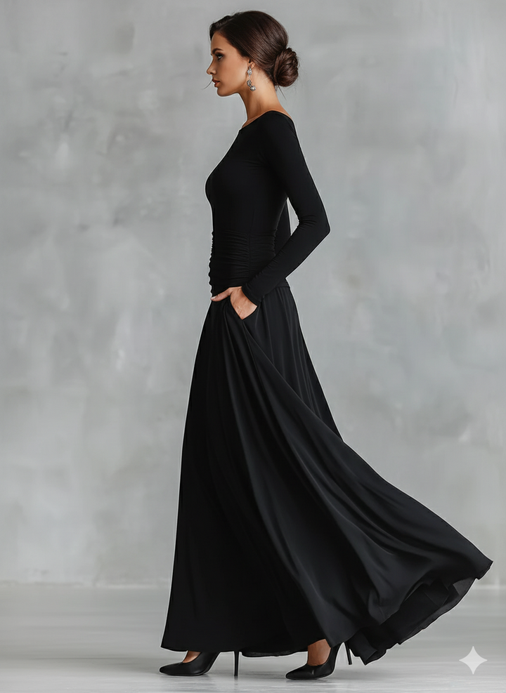 Megan™ | Sculpted Flowing Maxi Dress