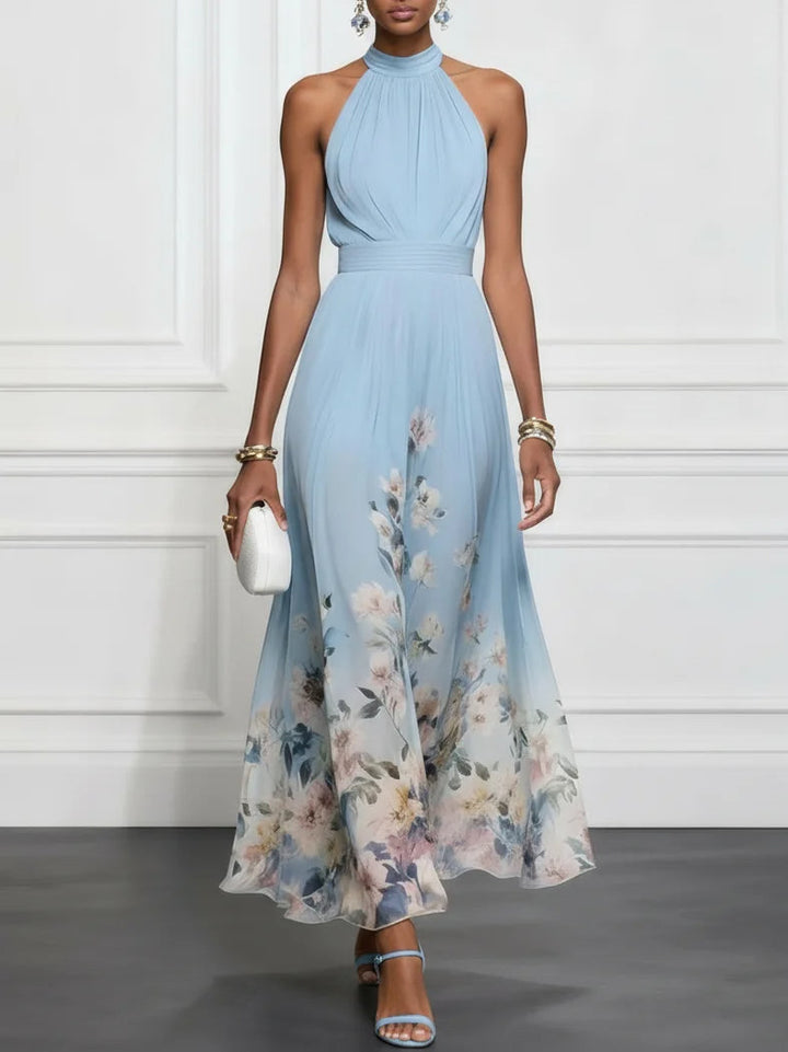 Vivian™ | Floral Halter-Neck Maxi Dress