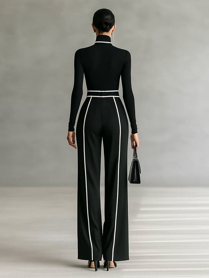 Maisie™ | Two-Piece Set with High-Neck Top and Wide-Leg Belted Trousers