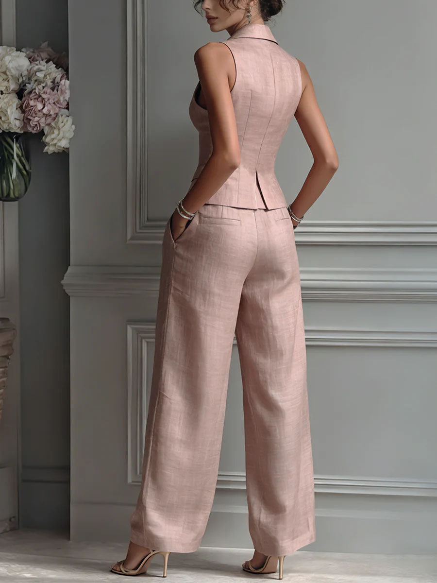 Monica™ | Elegant Waistcoat and Wide-Leg Trousers Co-ord Set