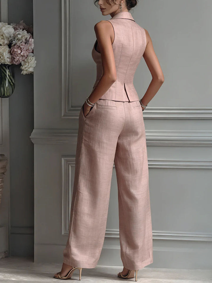 Monica™ | Elegant Waistcoat and Wide-Leg Trousers Co-ord Set