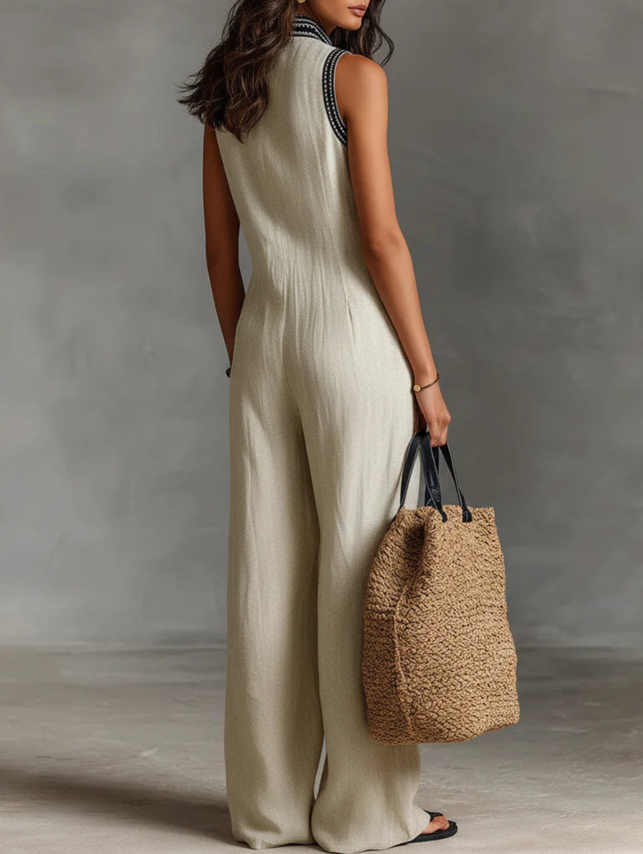 Justine™ | Bohemian Elegance Sleeveless Flowing Jumpsuit