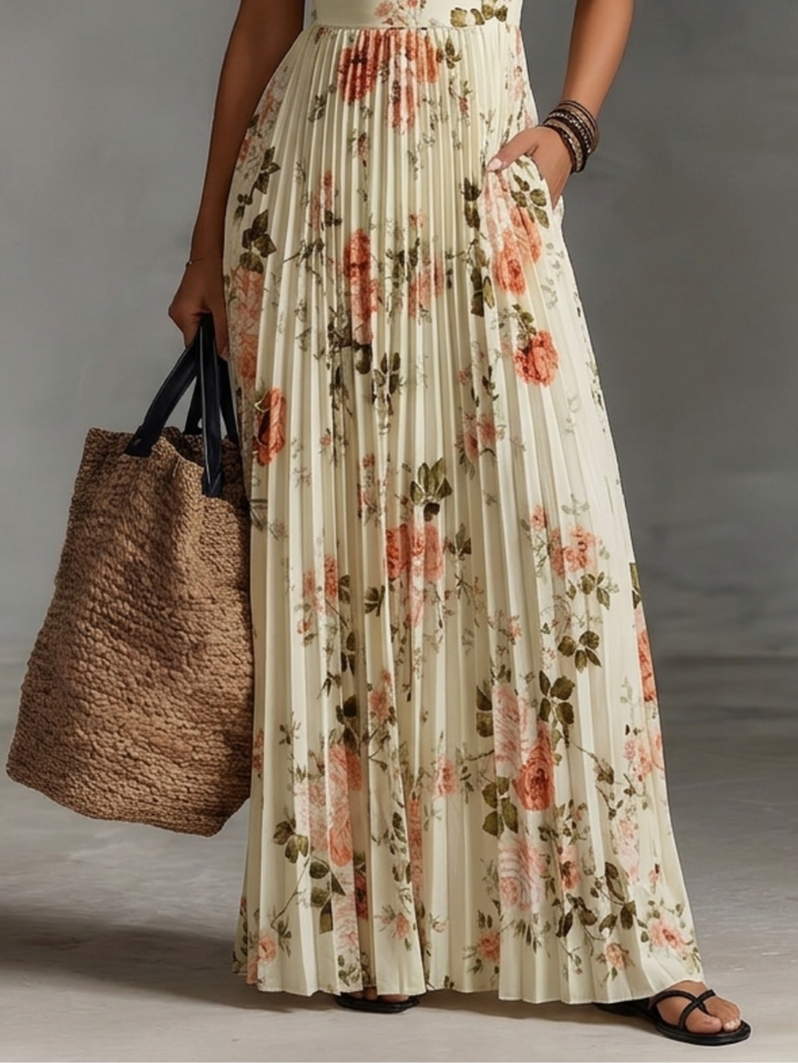 Hannah™ | Romantic Floral Pleated Maxi Dress
