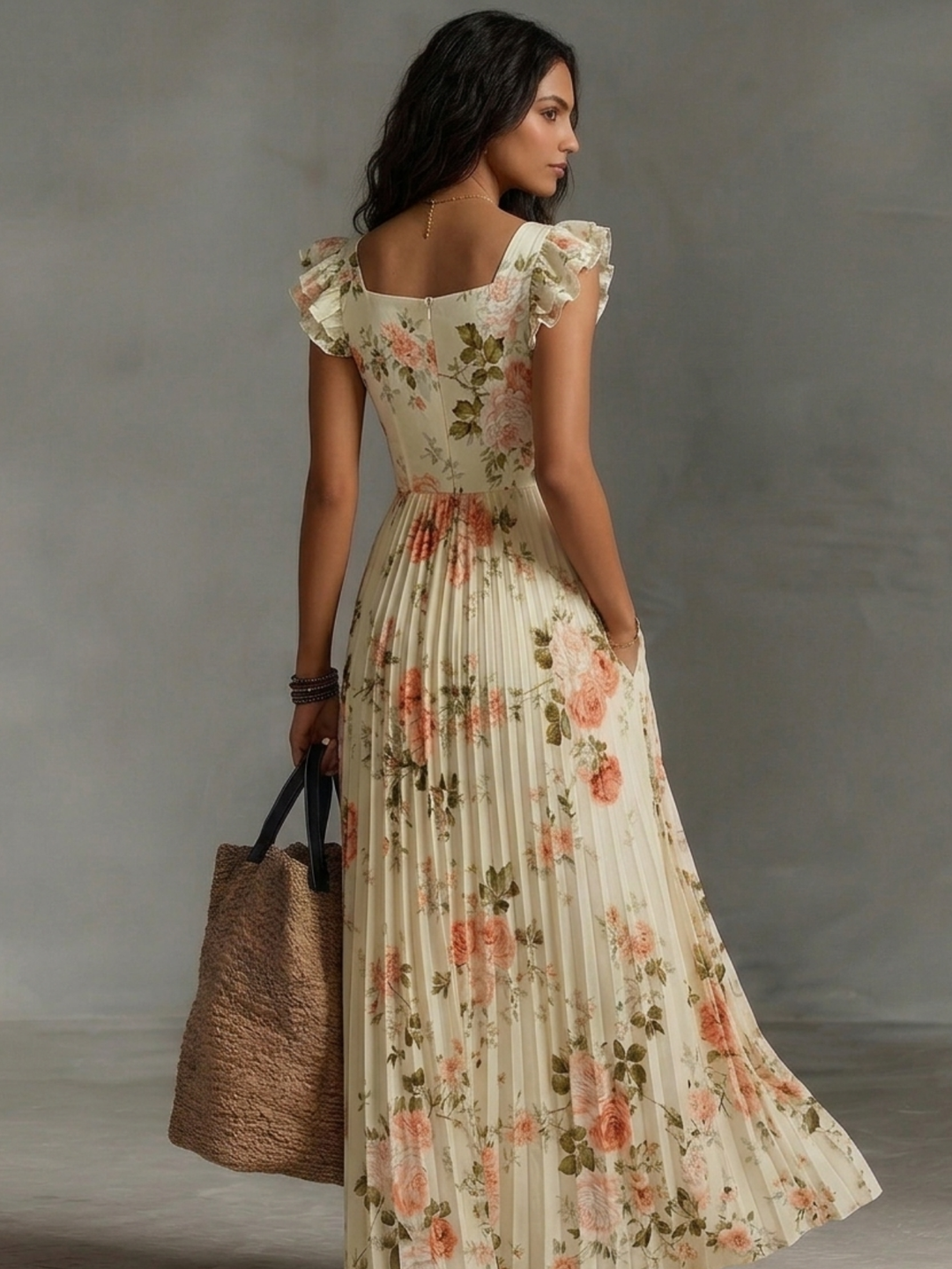 Hannah™ | Romantic Floral Pleated Maxi Dress