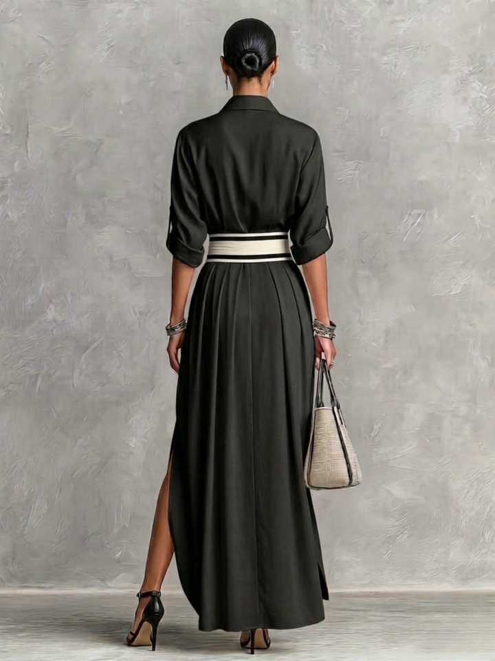 Fay™ | Elegant Flowing Dress with High-Waisted Belt