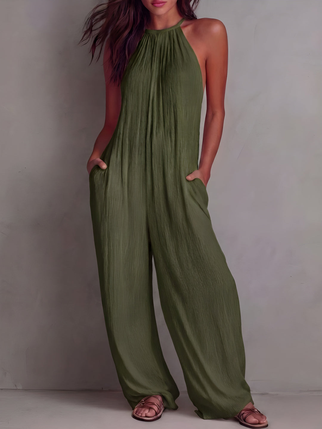 Fiona™ | Elegant Flowing Halter-Neck Jumpsuit