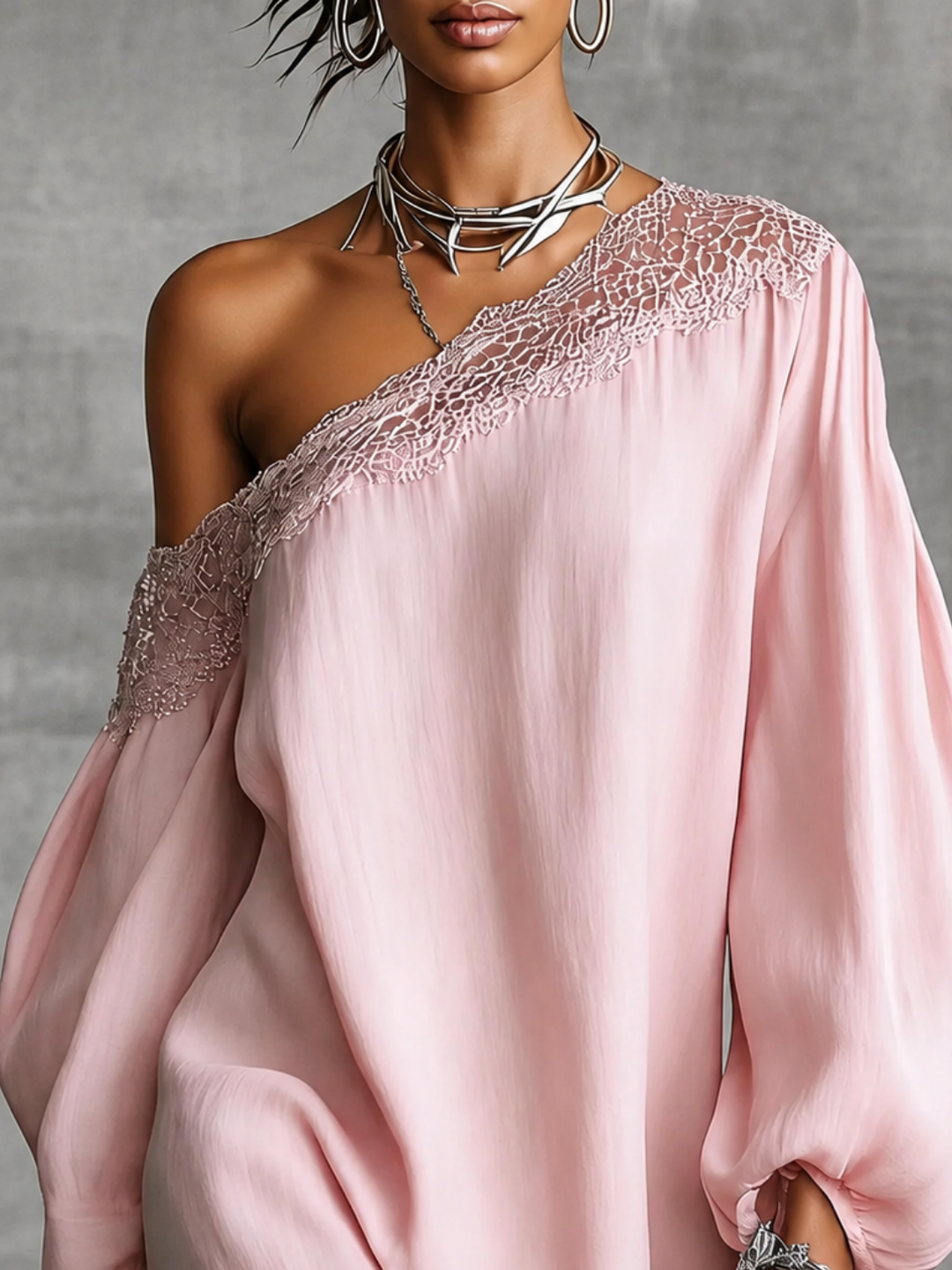 Bonnie™ | Asymmetric Satin Dress with Lace