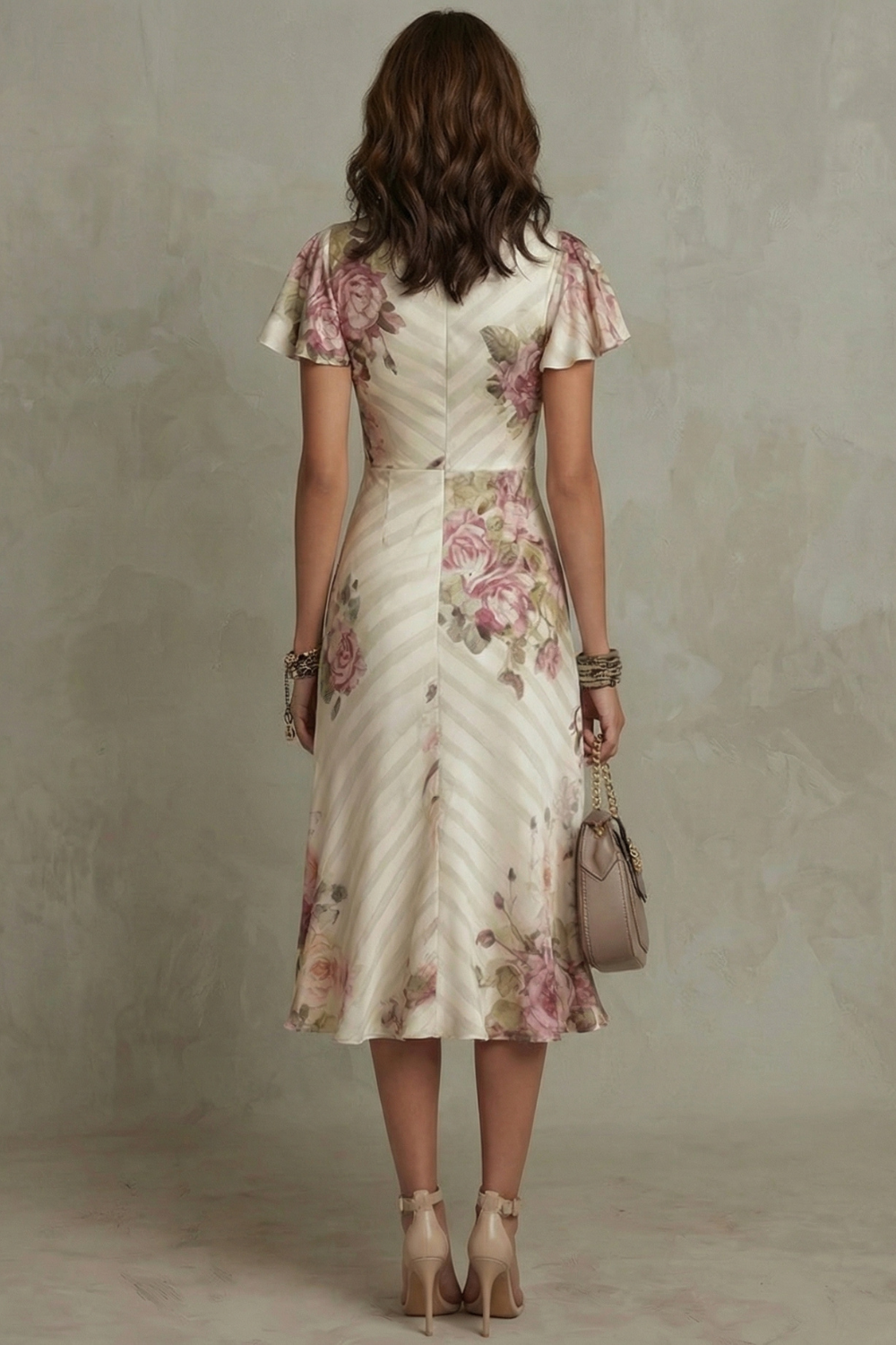 Lila™ | Flowing Midi Dress with Elegant Floral Print
