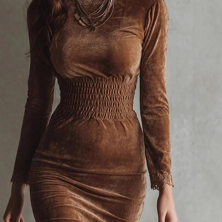 Lucy™ | Velvet Dress with Smocked Waist – Elegant and Refined