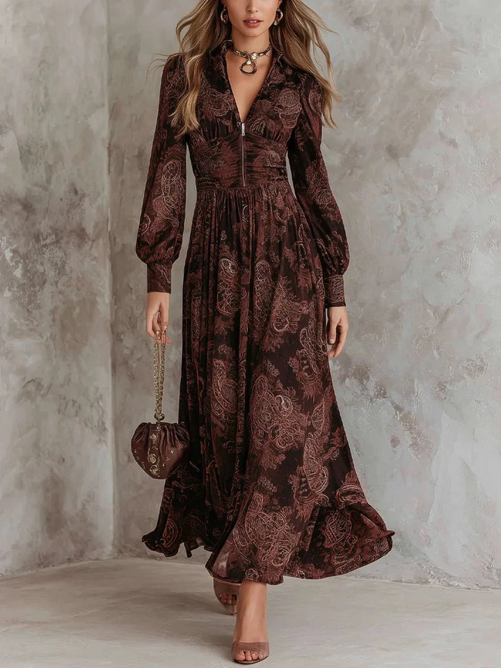 Sabrina™ | Long Dress with Elegant Vintage Print